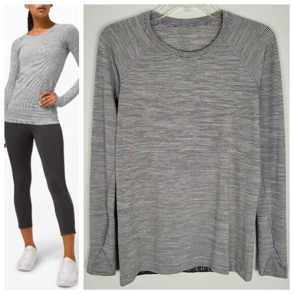Lululemon Swiftly Tech Long Sleeve 2.0 Top Wee Are From Space White Black Size 8 - Picture 1 of 10